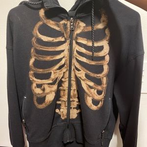 cyber y2k skeleton zip up hoodie